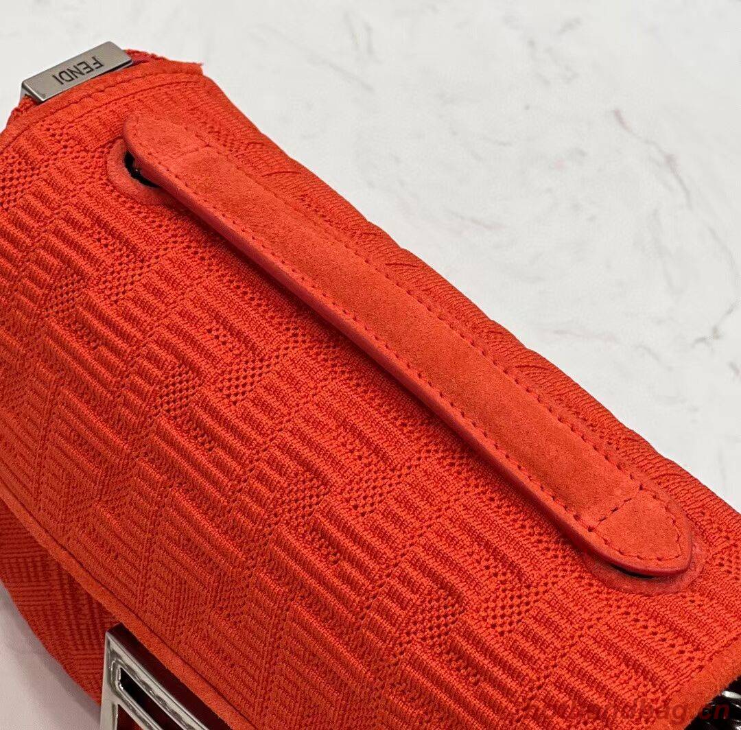 FENDI MIDI BAGUETTE CHAIN FF fabric bag 8BR793 Red FENDI MIDI BAGUETTE CHAIN FF fabric bag 8BR793 Red