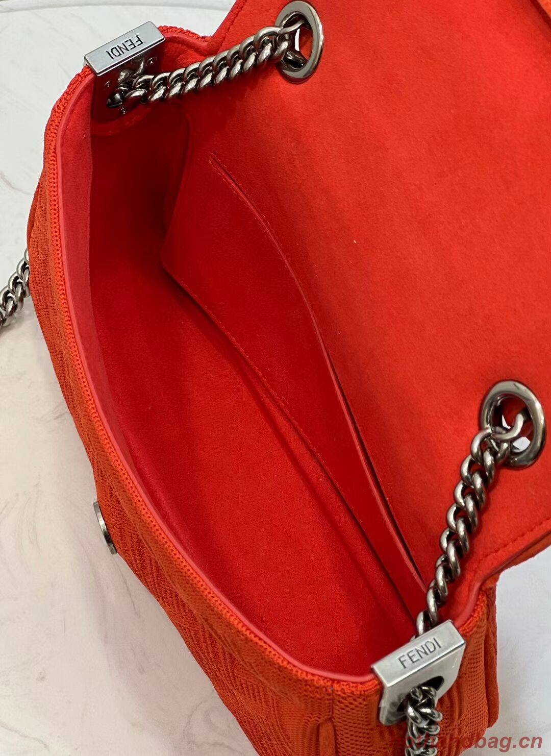 FENDI MIDI BAGUETTE CHAIN FF fabric bag 8BR793 Red FENDI MIDI BAGUETTE CHAIN FF fabric bag 8BR793 Red