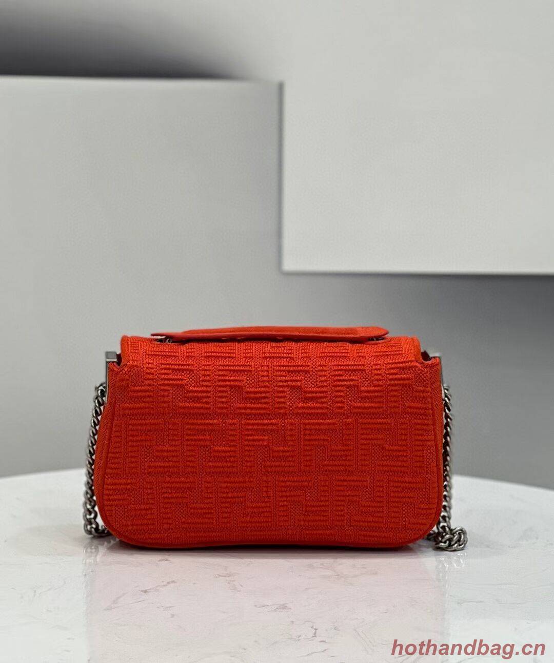 FENDI MIDI BAGUETTE CHAIN FF fabric bag 8BR793 Red FENDI MIDI BAGUETTE CHAIN FF fabric bag 8BR793 Red
