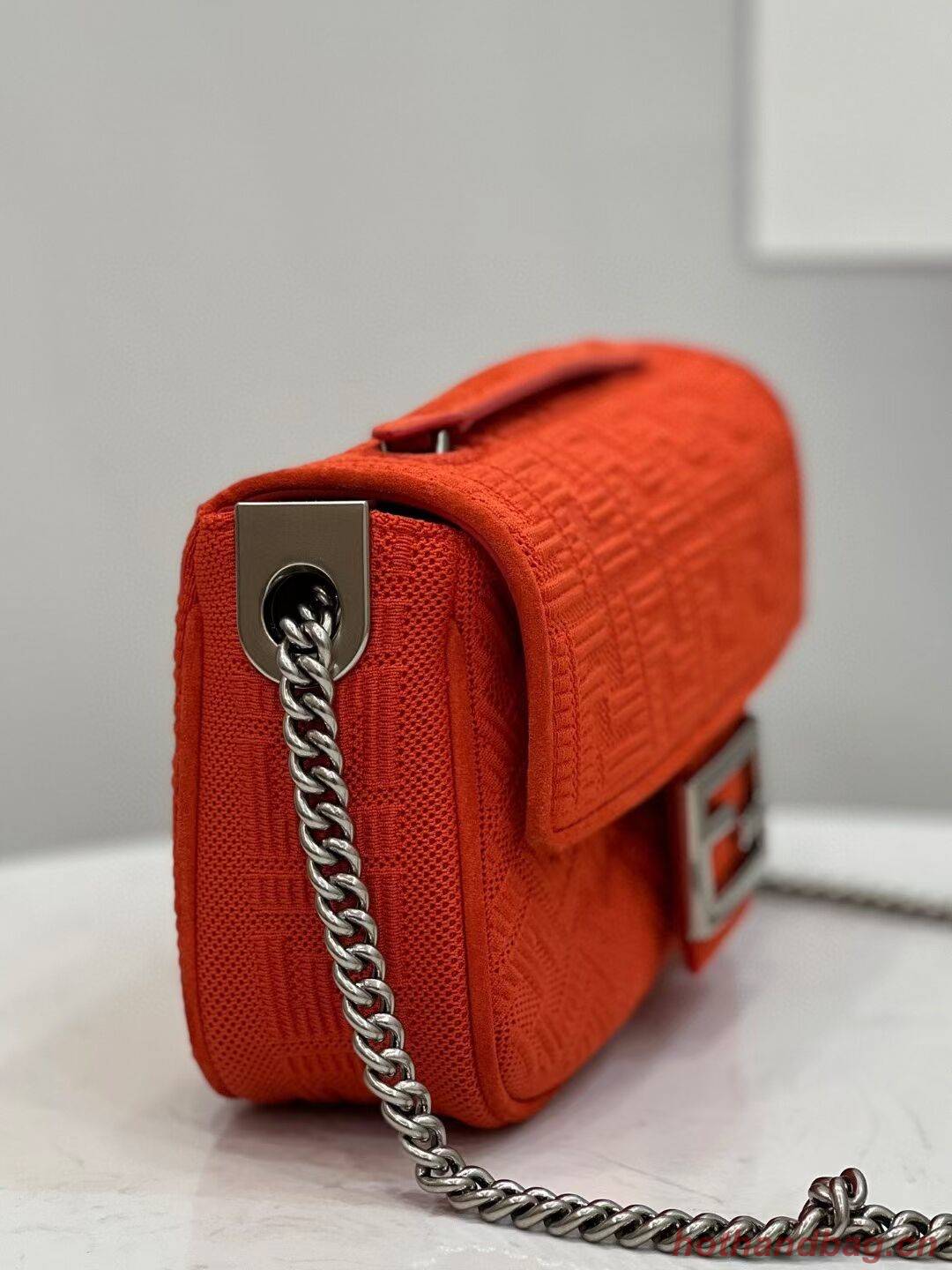 FENDI MIDI BAGUETTE CHAIN FF fabric bag 8BR793 Red FENDI MIDI BAGUETTE CHAIN FF fabric bag 8BR793 Red