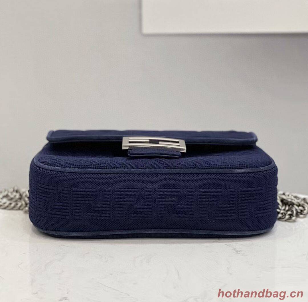 FENDI MIDI BAGUETTE CHAIN FF fabric bag 8BR793 dark blue FENDI MIDI BAGUETTE CHAIN FF fabric bag 8BR793 dark blue