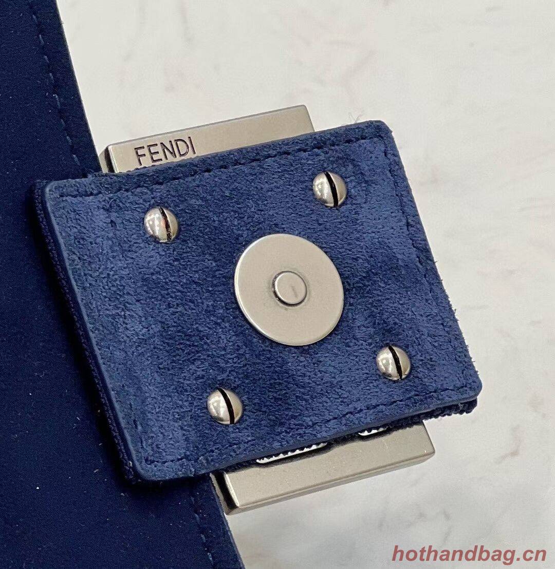 FENDI MIDI BAGUETTE CHAIN FF fabric bag 8BR793 dark blue FENDI MIDI BAGUETTE CHAIN FF fabric bag 8BR793 dark blue