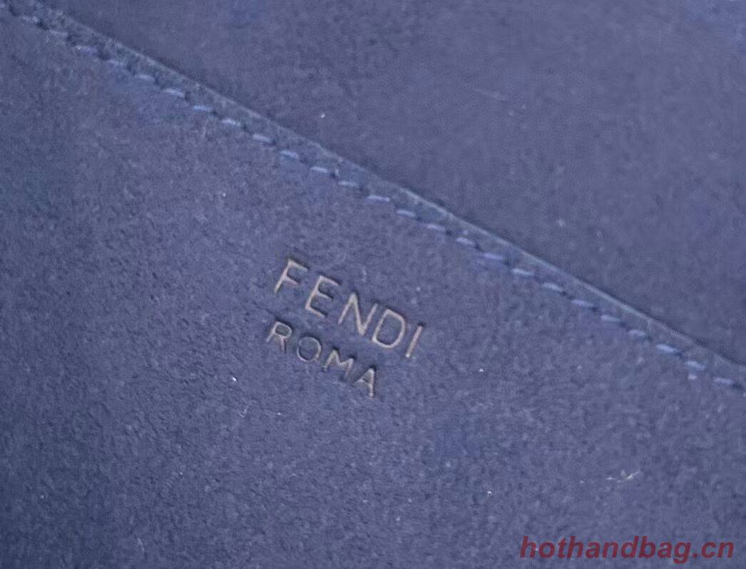 FENDI MIDI BAGUETTE CHAIN FF fabric bag 8BR793 dark blue FENDI MIDI BAGUETTE CHAIN FF fabric bag 8BR793 dark blue