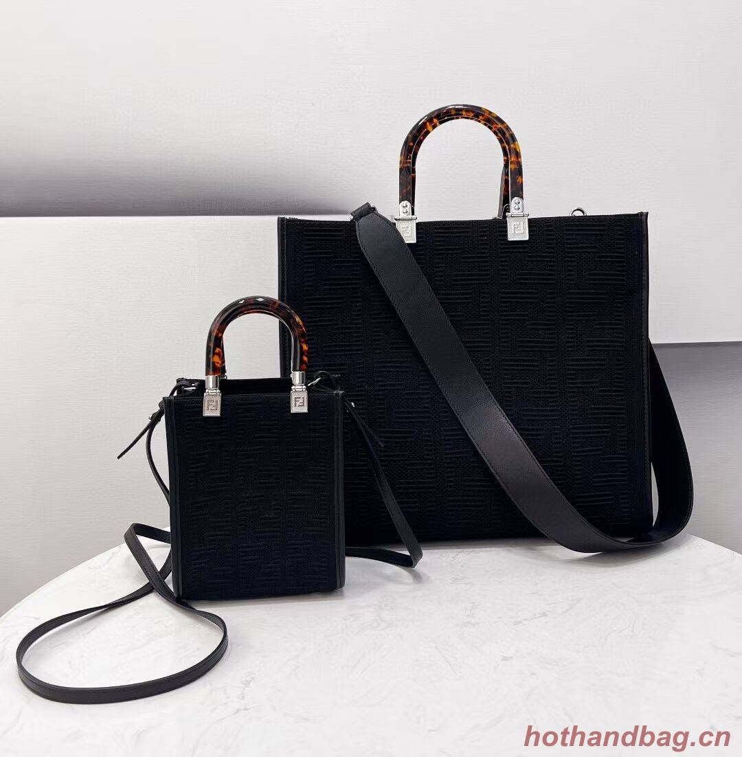 FENDI SUNSHINE MEDIUM FF fabric shopper 8BH386A black FENDI SUNSHINE MEDIUM FF fabric shopper 8BH386A black
