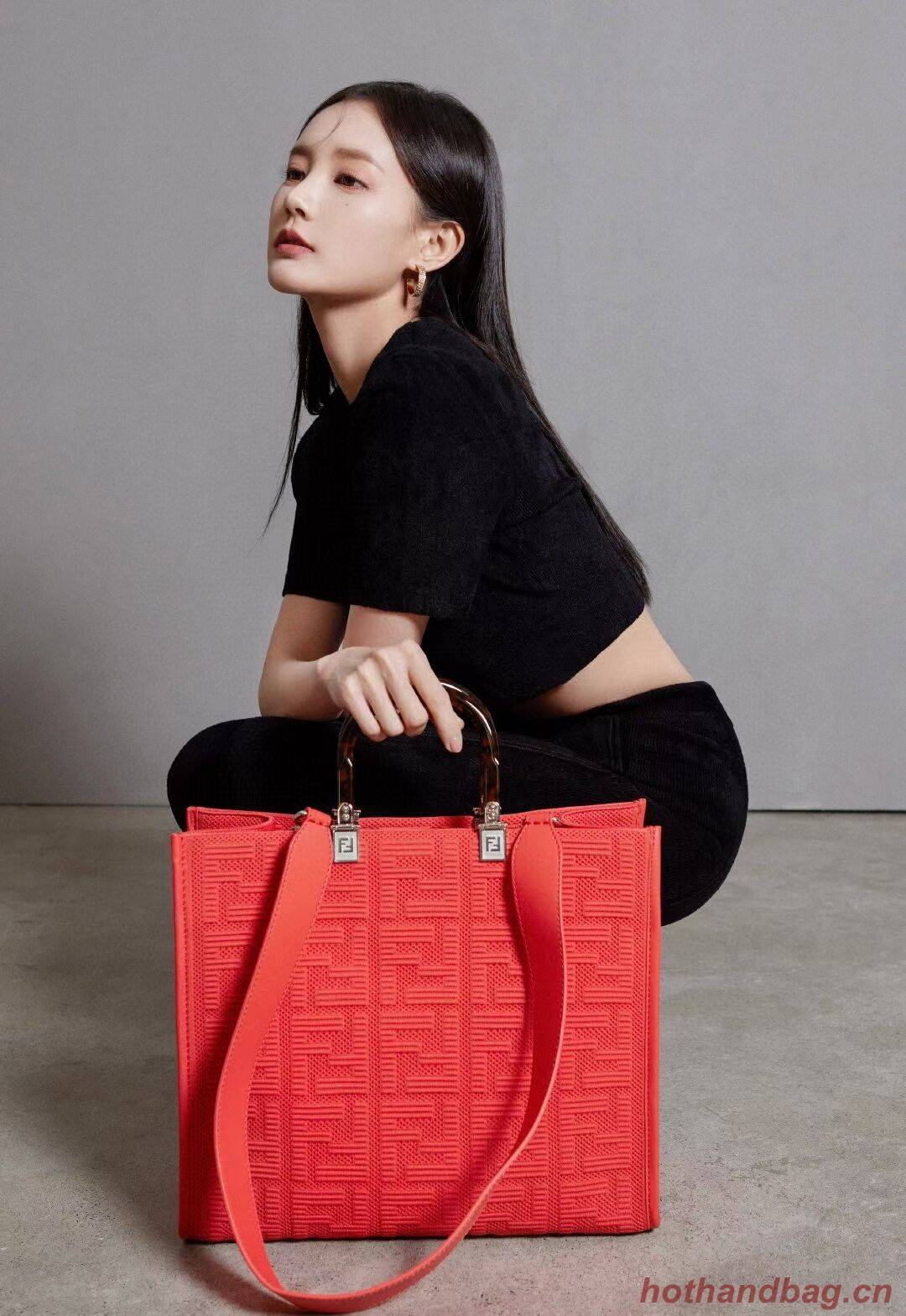 FENDI SUNSHINE MEDIUM FF fabric shopper 8BH386A red FENDI SUNSHINE MEDIUM FF fabric shopper 8BH386A red