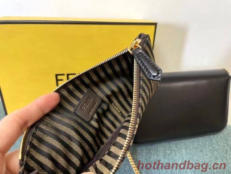 FENDI WALLET ON CHAIN WITH POUCHES leather mini-bag 8BS032 black FENDI WALLET ON CHAIN WITH POUCHES leather mini-bag 8BS032 black