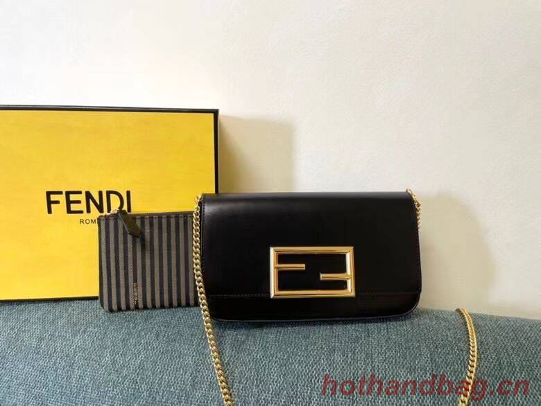 FENDI WALLET ON CHAIN WITH POUCHES leather mini-bag 8BS032 black FENDI WALLET ON CHAIN WITH POUCHES leather mini-bag 8BS032 black