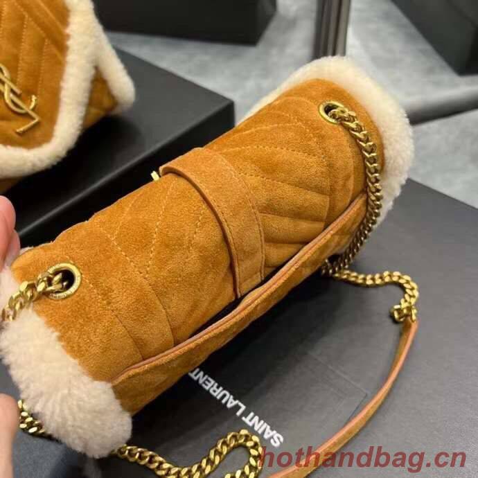 Yves Saint Laurent ENVELOPE SMALL BAG IN SUEDE AND SHEARLING 76361 brown Yves Saint Laurent ENVELOPE SMALL BAG IN SUEDE AND SHEARLING 76361 brown