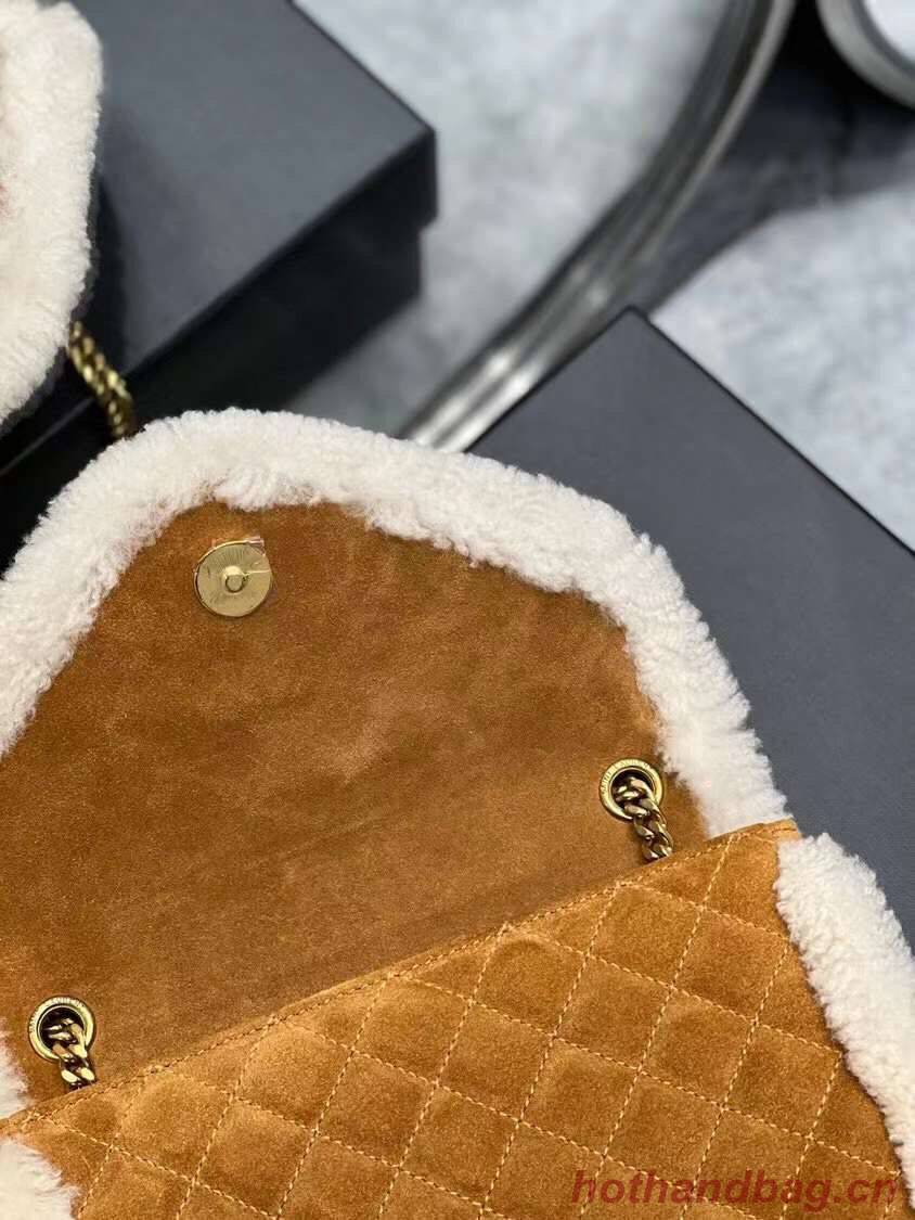 Yves Saint Laurent ENVELOPE SMALL BAG IN SUEDE AND SHEARLING 76361 brown Yves Saint Laurent ENVELOPE SMALL BAG IN SUEDE AND SHEARLING 76361 brown
