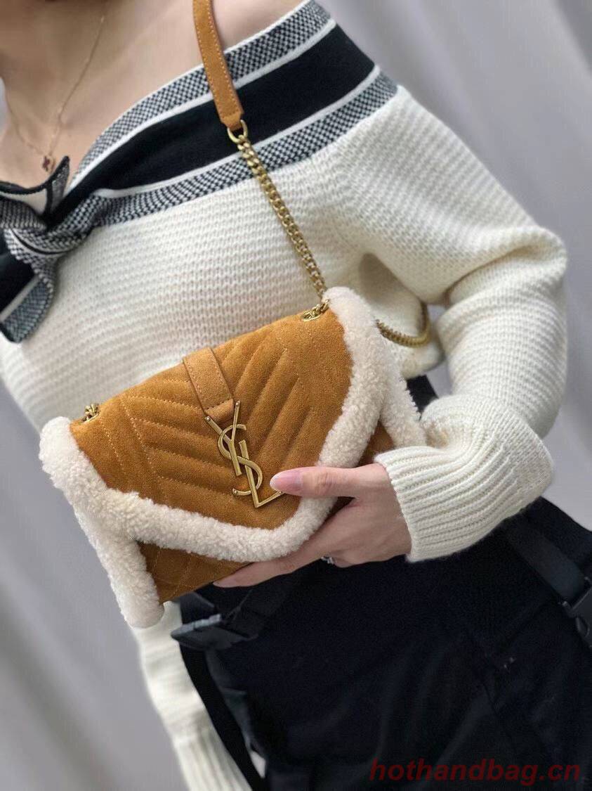 Yves Saint Laurent ENVELOPE SMALL BAG IN SUEDE AND SHEARLING 76361 brown Yves Saint Laurent ENVELOPE SMALL BAG IN SUEDE AND SHEARLING 76361 brown