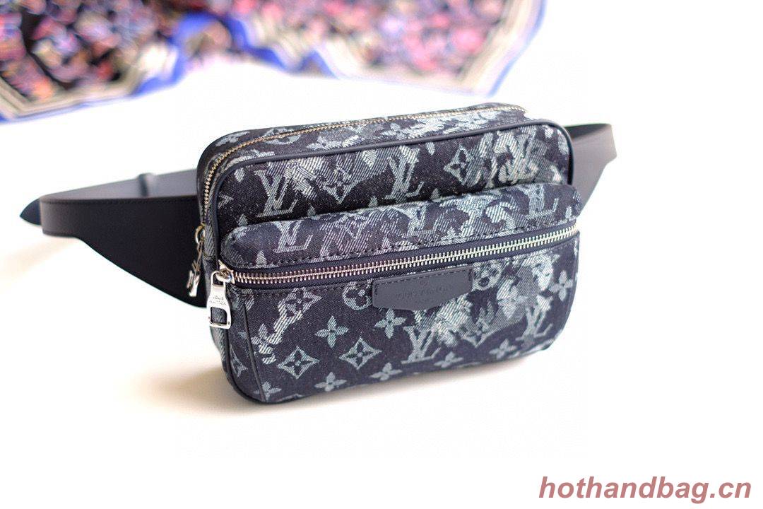 Louis Vuitton SAC OUTDOOR Denim Waist Bag M57281 Black Louis Vuitton SAC OUTDOOR Denim Waist Bag M57281 Black