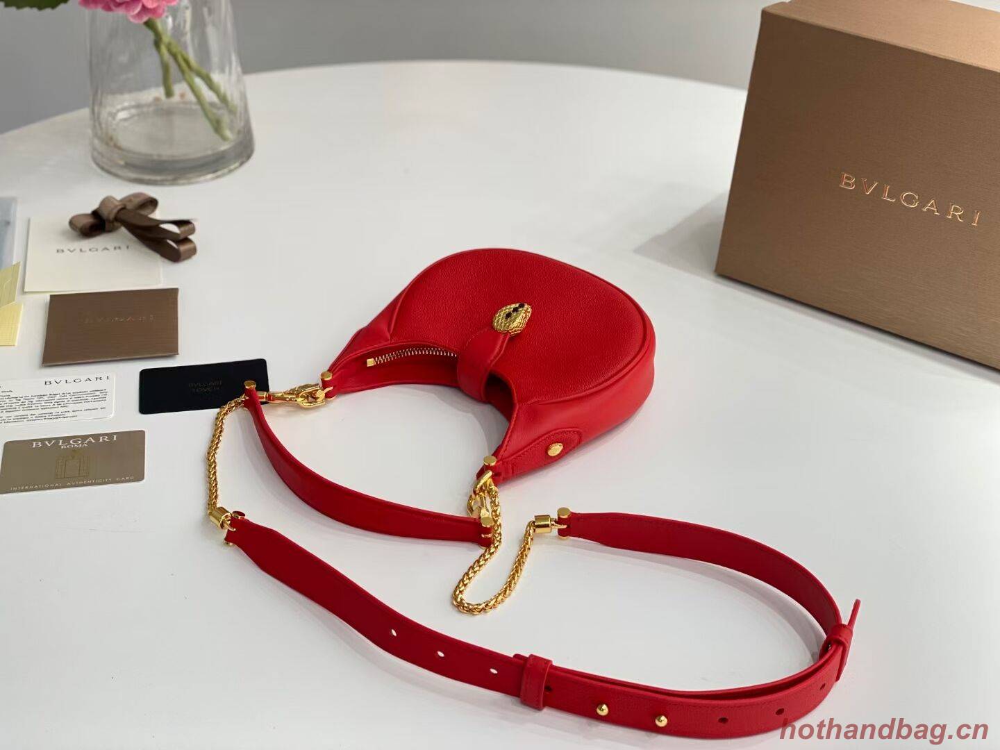 BVLGARI Shoulder Bag Calfskin Leather B281632 RED BVLGARI Shoulder Bag Calfskin Leather B281632 RED