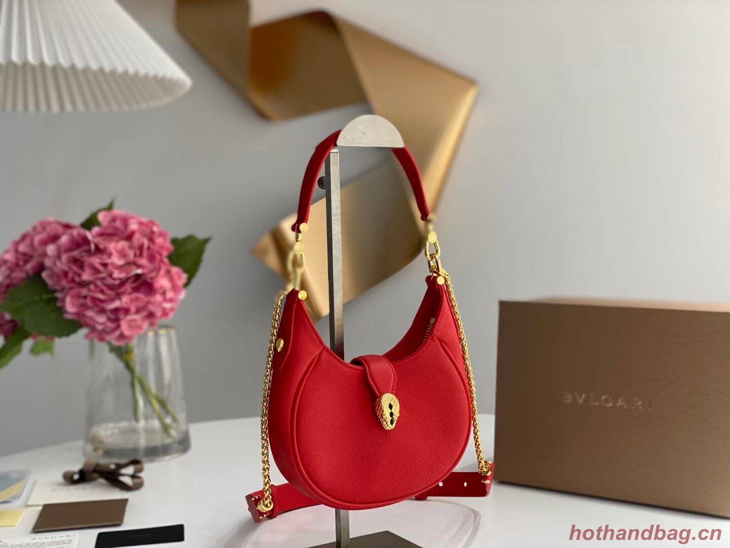 BVLGARI Shoulder Bag Calfskin Leather B281632 RED BVLGARI Shoulder Bag Calfskin Leather B281632 RED