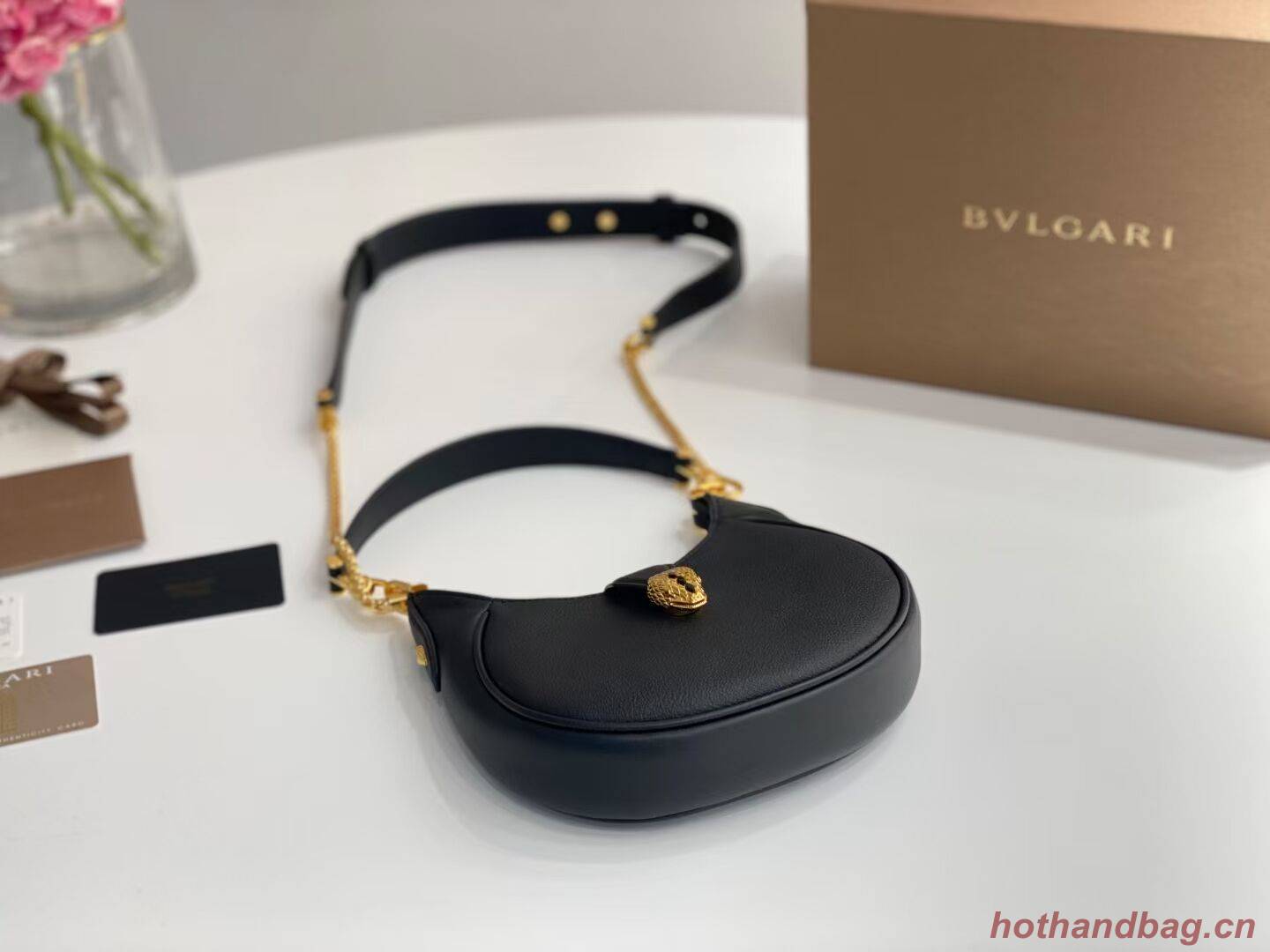 BVLGARI Shoulder Bag Calfskin Leather B281632 black BVLGARI Shoulder Bag Calfskin Leather B281632 black