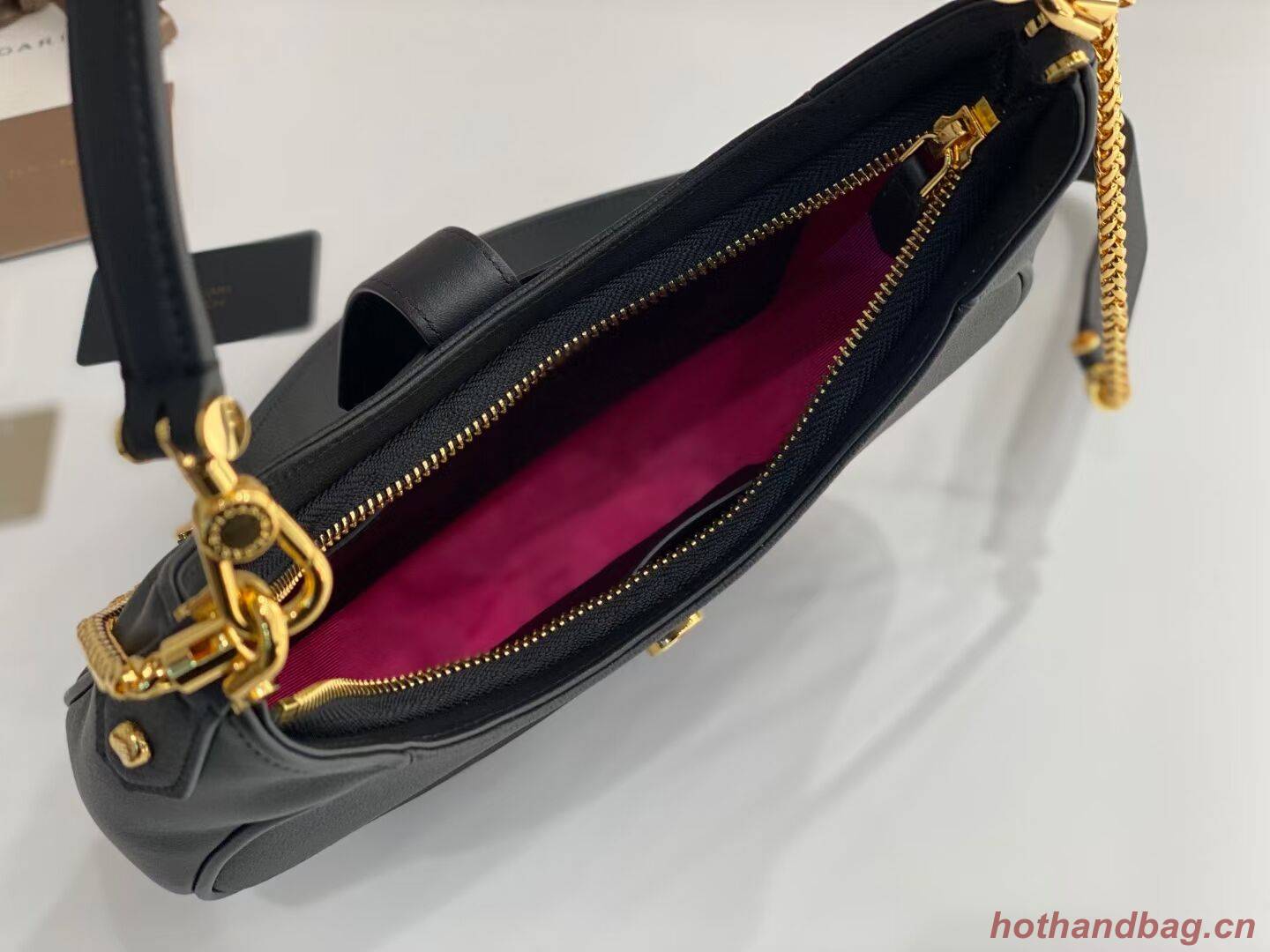 BVLGARI Shoulder Bag Calfskin Leather B281640 black BVLGARI Shoulder Bag Calfskin Leather B281640 black