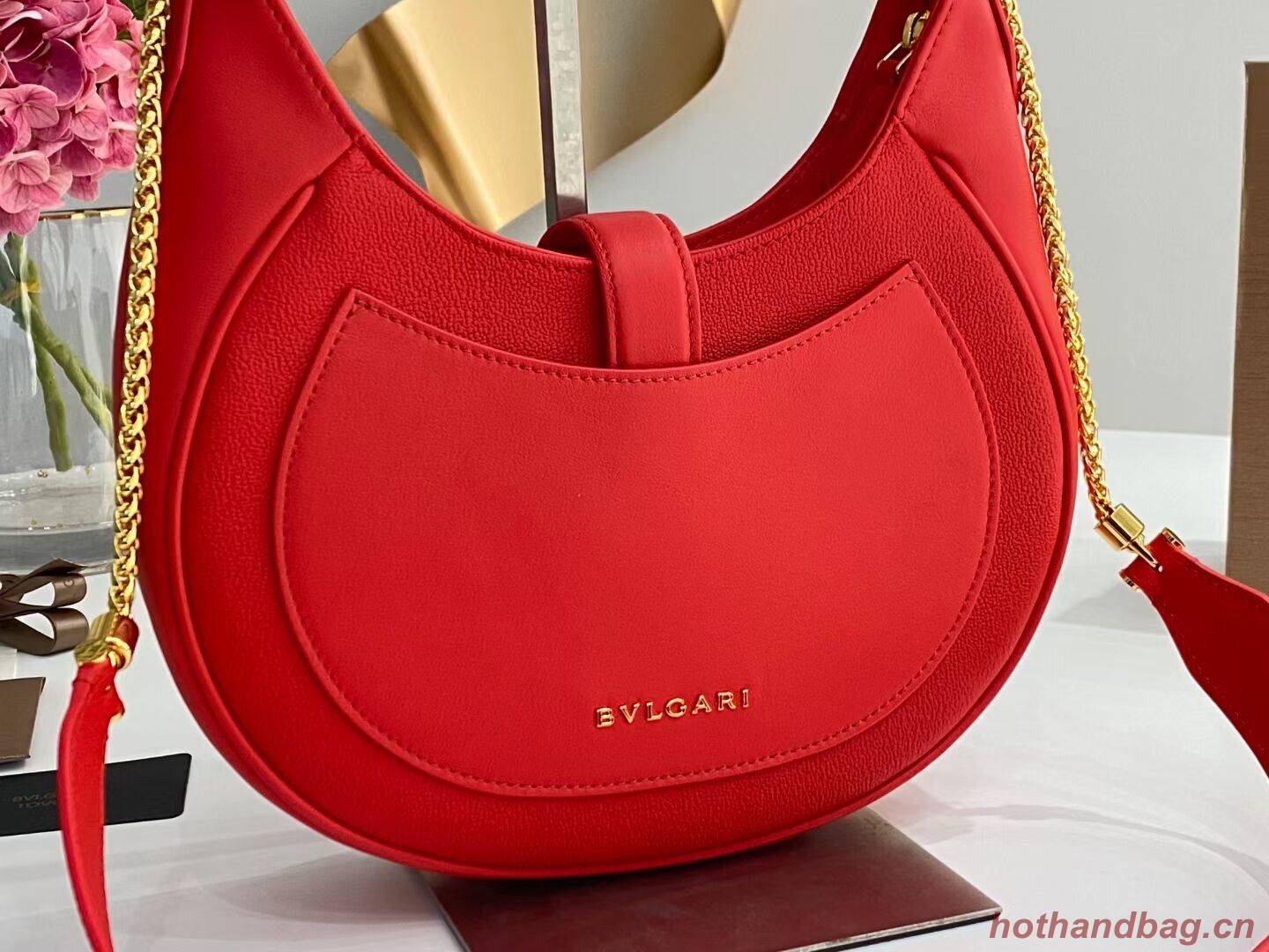 BVLGARI Shoulder Bag Calfskin Leather B281640 red BVLGARI Shoulder Bag Calfskin Leather B281640 red
