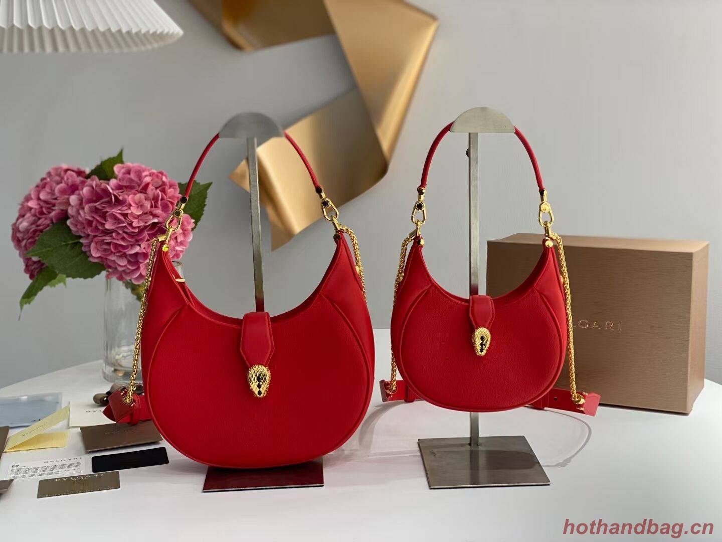 BVLGARI Shoulder Bag Calfskin Leather B281640 red BVLGARI Shoulder Bag Calfskin Leather B281640 red