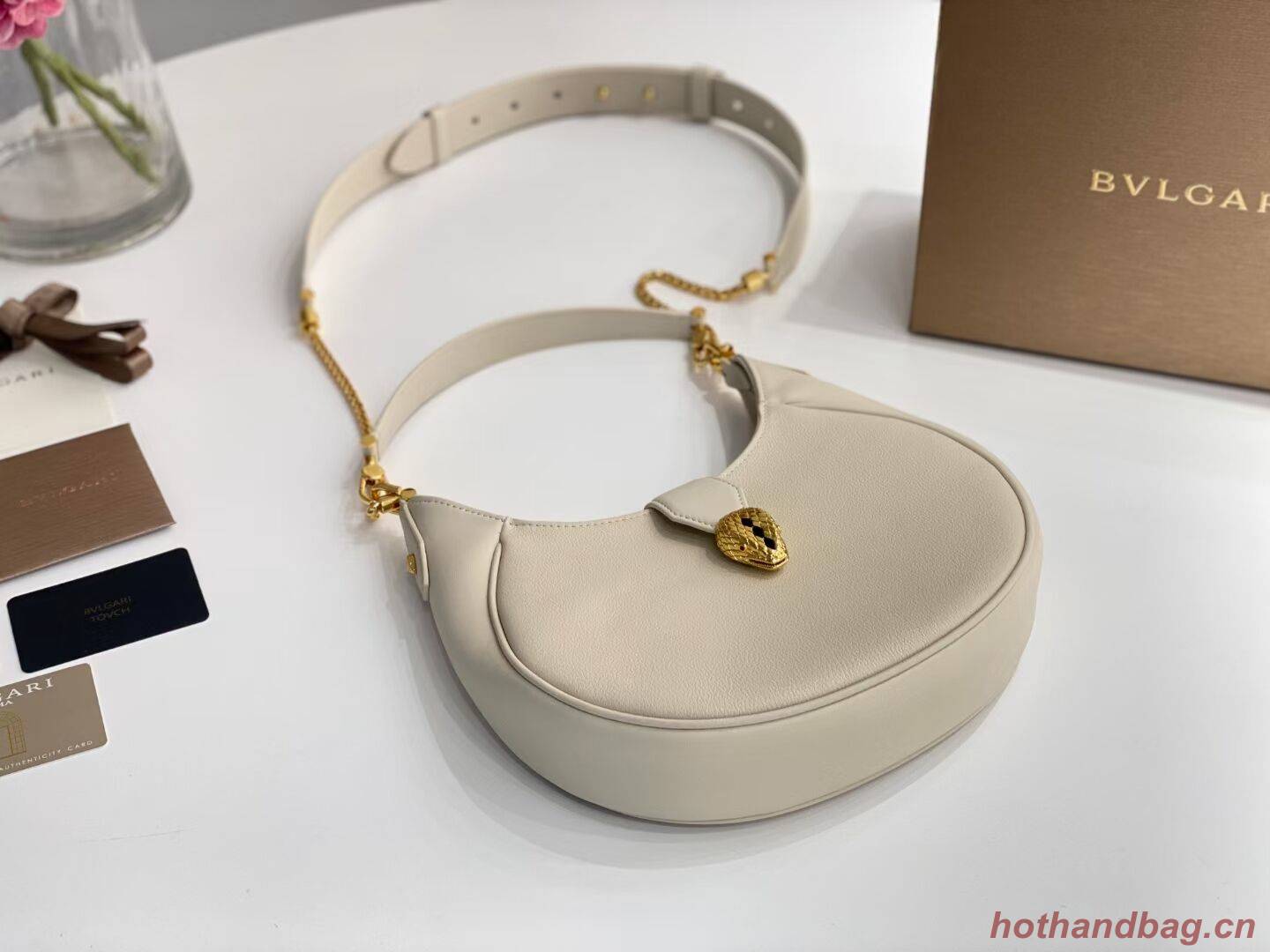 BVLGARI Shoulder Bag Calfskin Leather B281640 white BVLGARI Shoulder Bag Calfskin Leather B281640 white