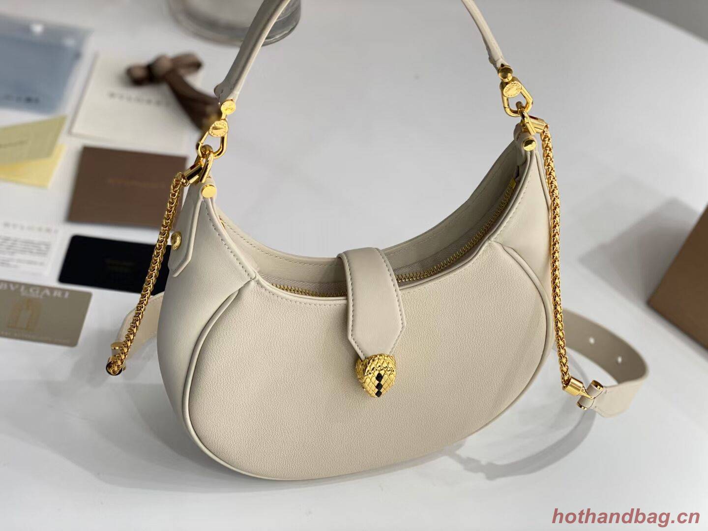 BVLGARI Shoulder Bag Calfskin Leather B281640 white BVLGARI Shoulder Bag Calfskin Leather B281640 white