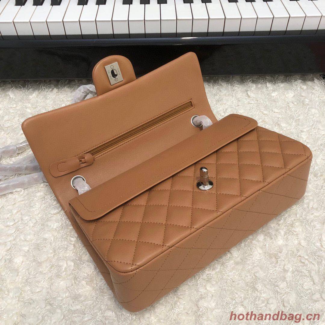 Chanel 2.55 Series Flap Bag Original Lambskin Leather 5024CF A01112 Caramel Silver-Tone Chanel 2.55 Series Flap Bag Original Lambskin Leather 5024CF A01112 Caramel Silver-Tone