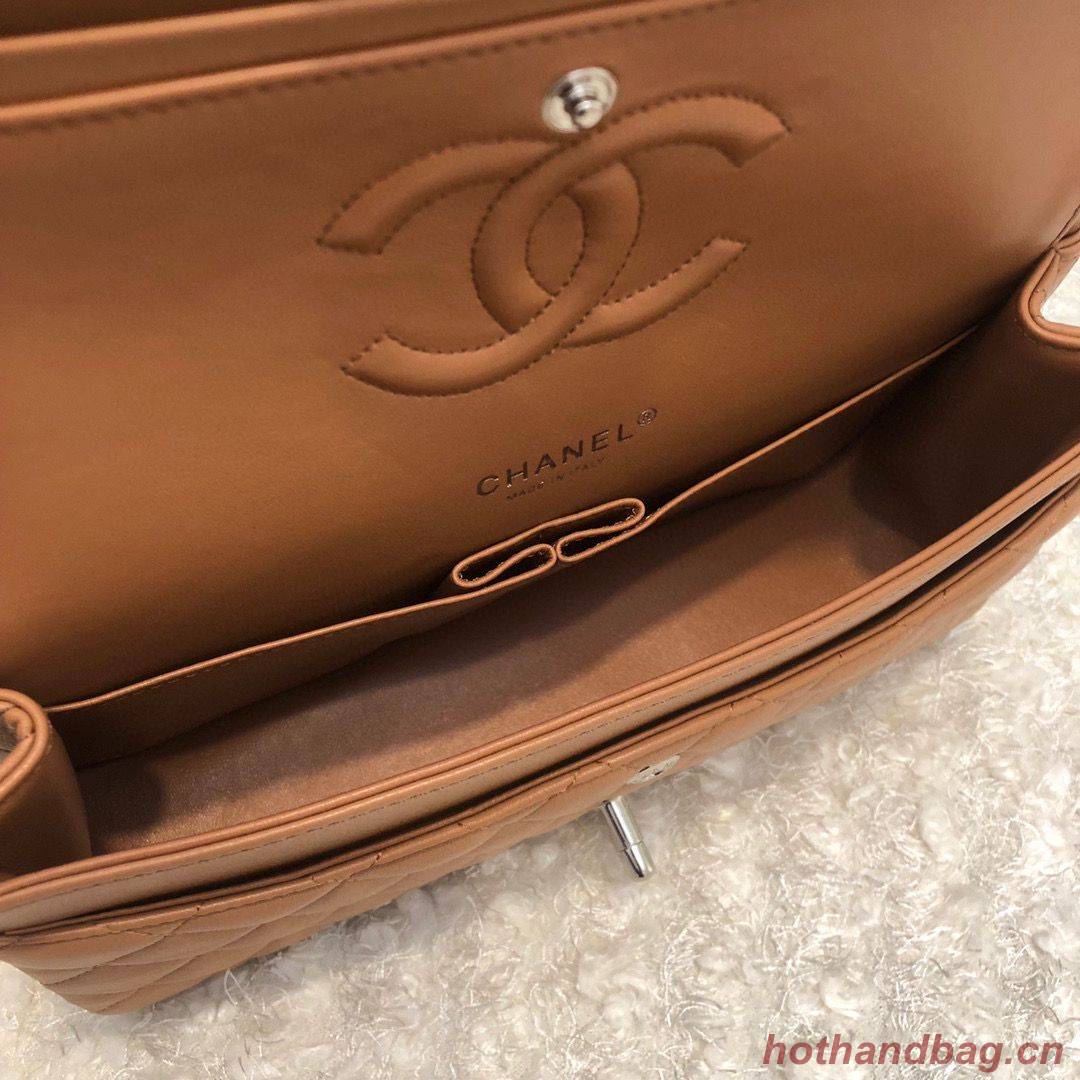 Chanel 2.55 Series Flap Bag Original Lambskin Leather 5024CF A01112 Caramel Silver-Tone Chanel 2.55 Series Flap Bag Original Lambskin Leather 5024CF A01112 Caramel Silver-Tone