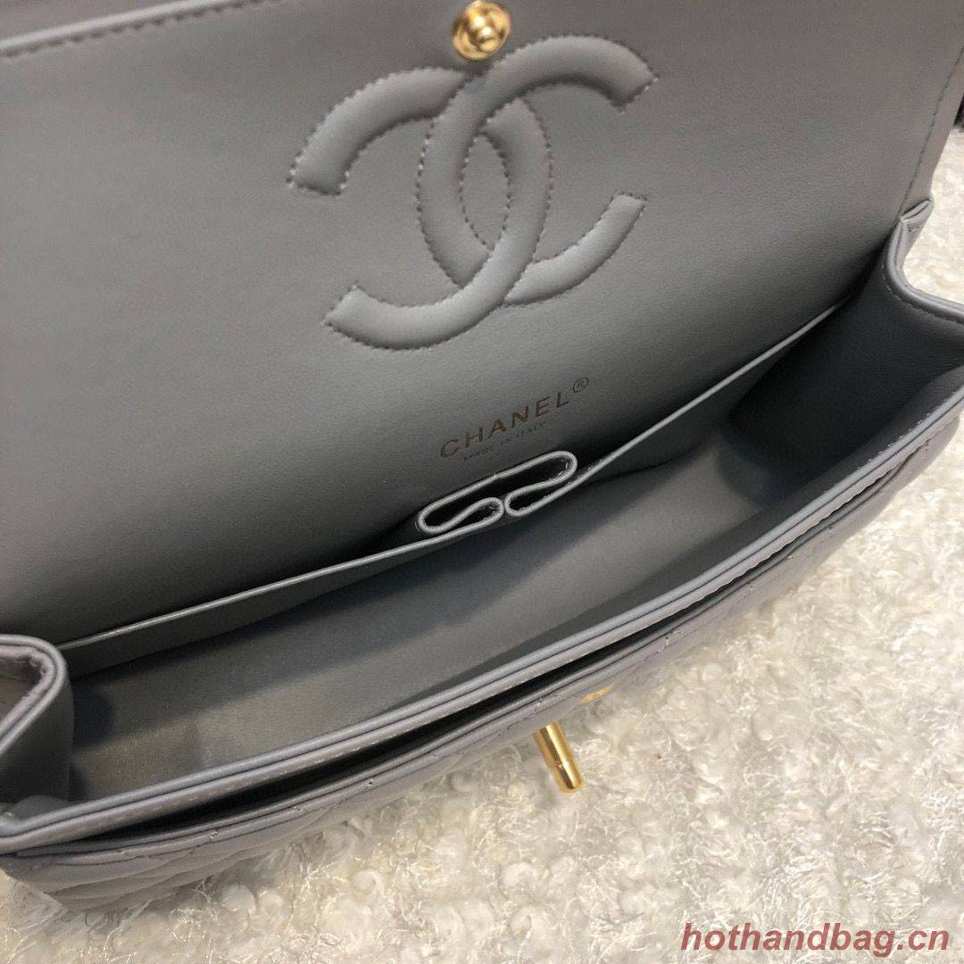 Chanel 2.55 Series Flap Bag Original Lambskin Leather 5024CF A01112 Grey Gold-Tone Chanel 2.55 Series Flap Bag Original Lambskin Leather 5024CF A01112 Grey Gold-Tone