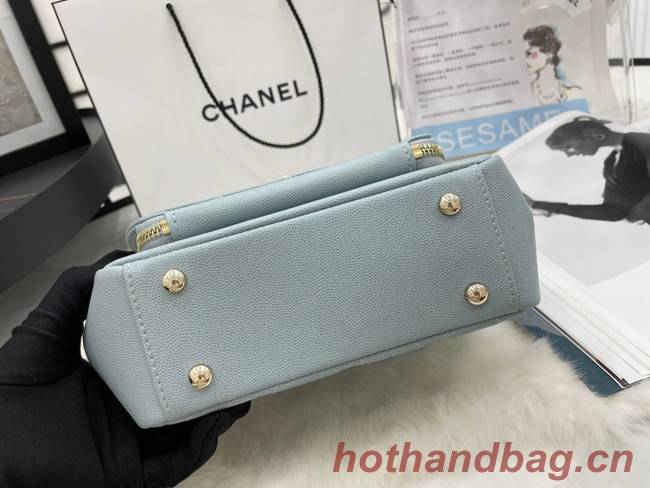 Chanel small flap bag Calfskin & Gold-Tone Metal A93749 sky blue
