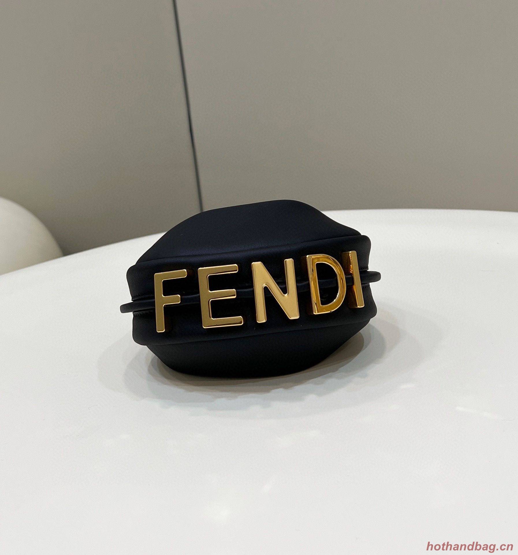 Fendi Praphy Original Leather Big FENDI Logo Mini Bag 80056S Black Fendi Praphy Original Leather Big FENDI Logo Mini Bag 80056S Black