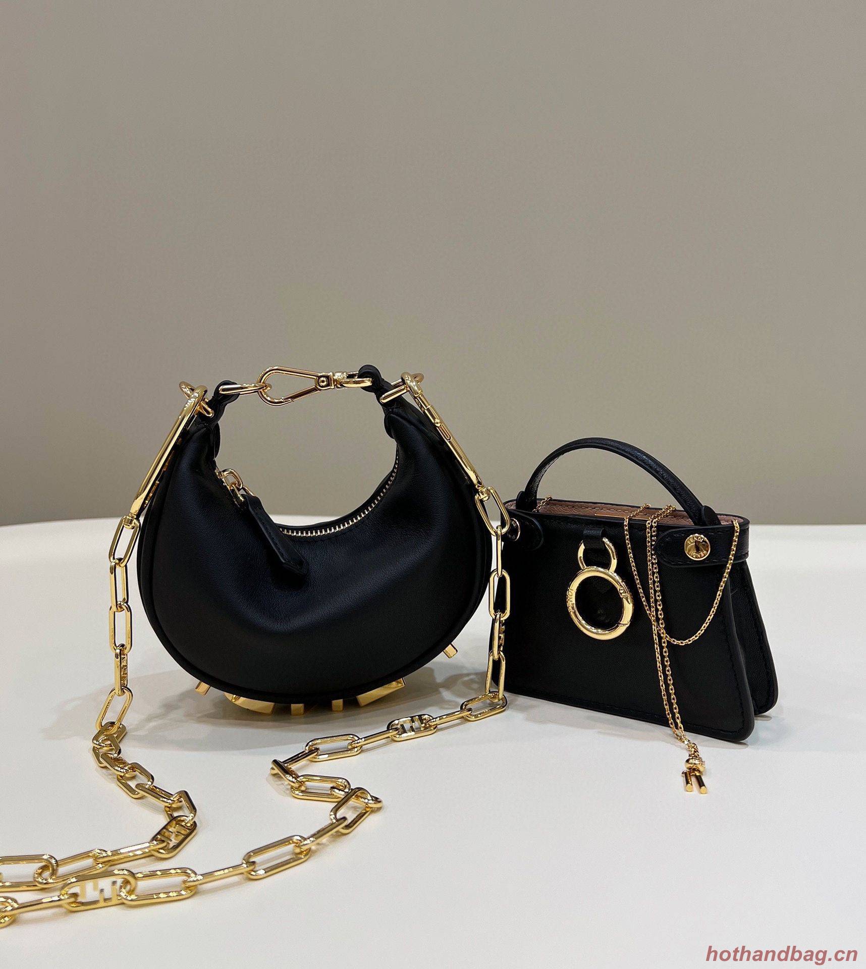 Fendi Praphy Original Leather Big FENDI Logo Mini Bag 80056S Black Fendi Praphy Original Leather Big FENDI Logo Mini Bag 80056S Black