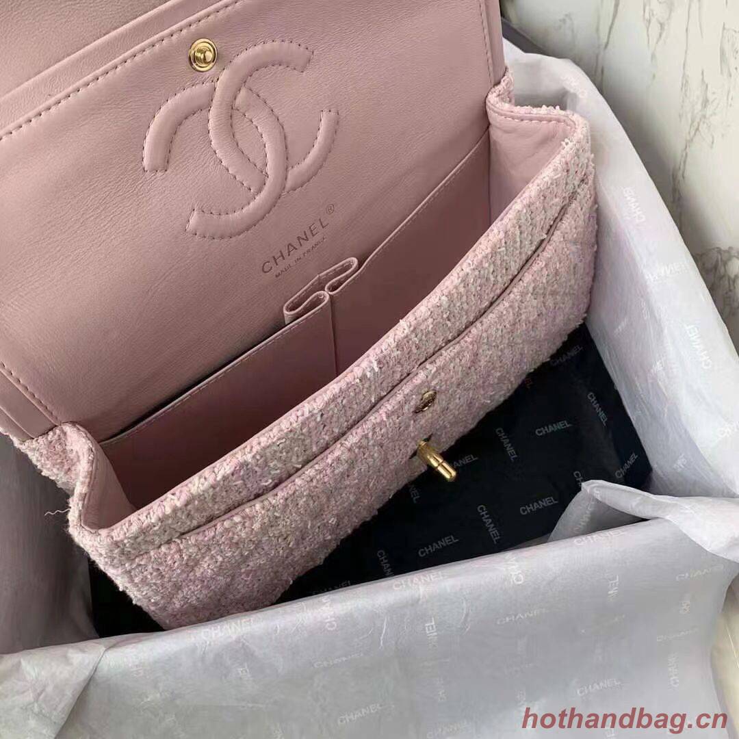 CHANEL MEDIUM Flap Bag Tweed Braided Calfskin & Gold-Tone Metal 1112 pink CHANEL MEDIUM Flap Bag Tweed Braided Calfskin & Gold-Tone Metal 1112 pink