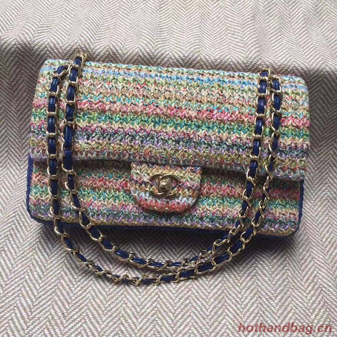 CHANEL Tweed Braided Calfskin & Gold-Tone Metal 1112 Multicolor&Blue CHANEL Tweed Braided Calfskin & Gold-Tone Metal 1112 Multicolor&Blue