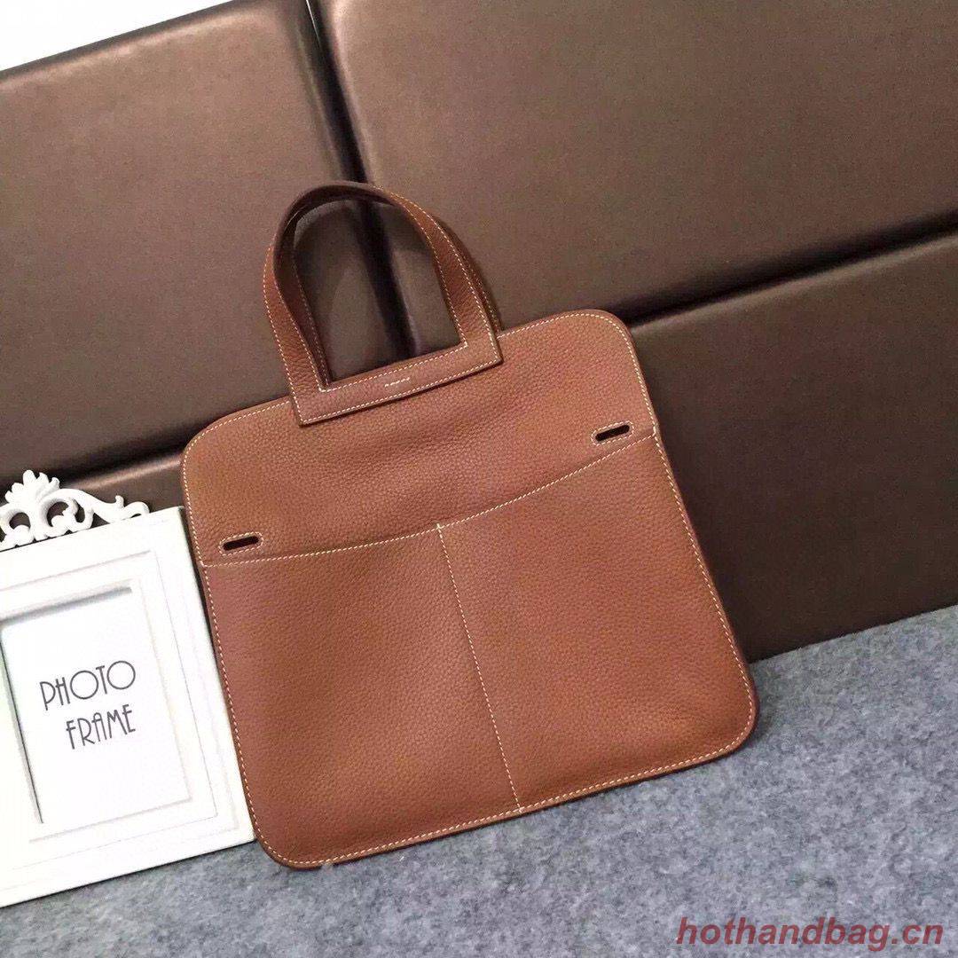 Hermes Halzan Togo Original Leather H3909 Brown Hermes Halzan Togo Original Leather H3909 Brown