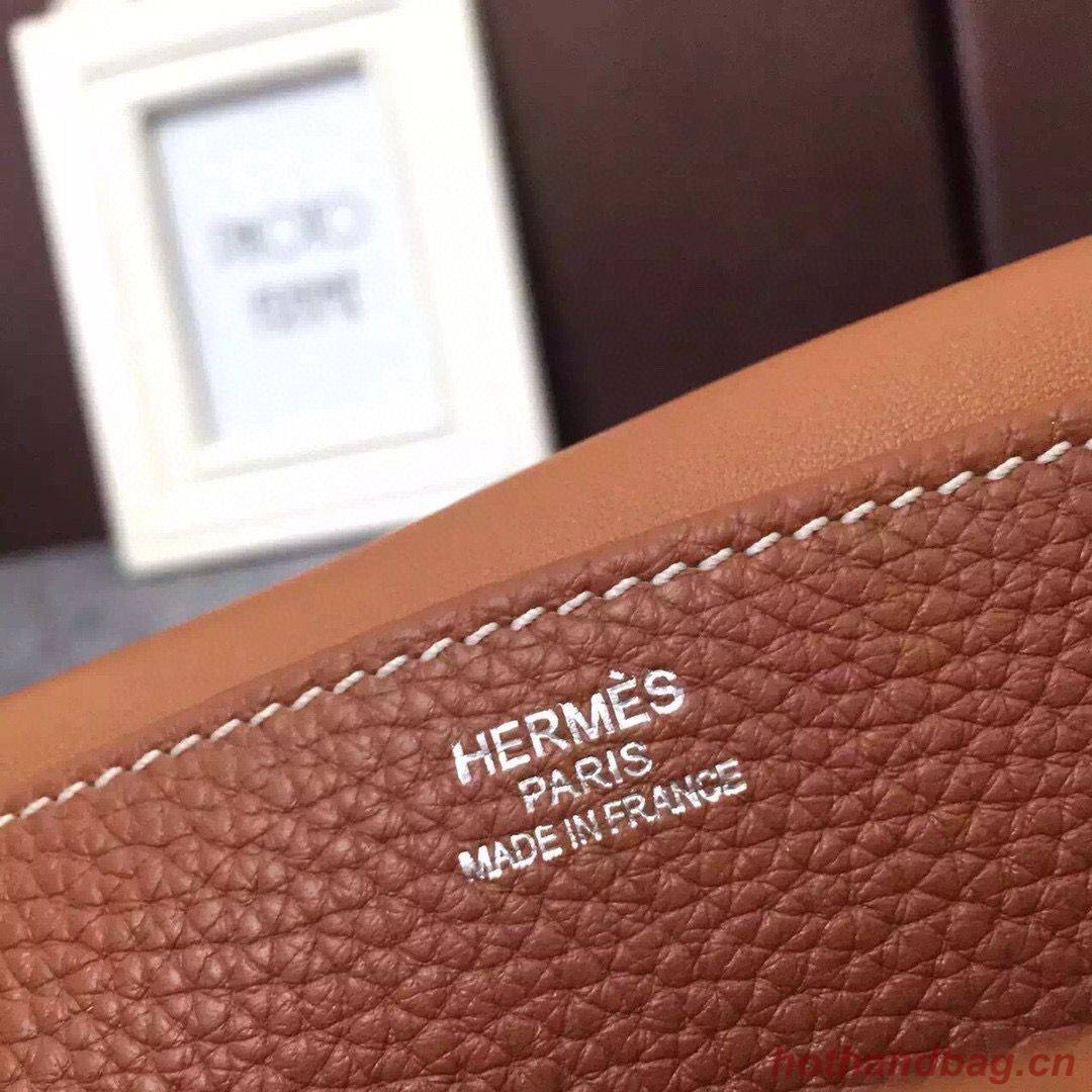 Hermes Halzan Togo Original Leather H3909 Brown Hermes Halzan Togo Original Leather H3909 Brown