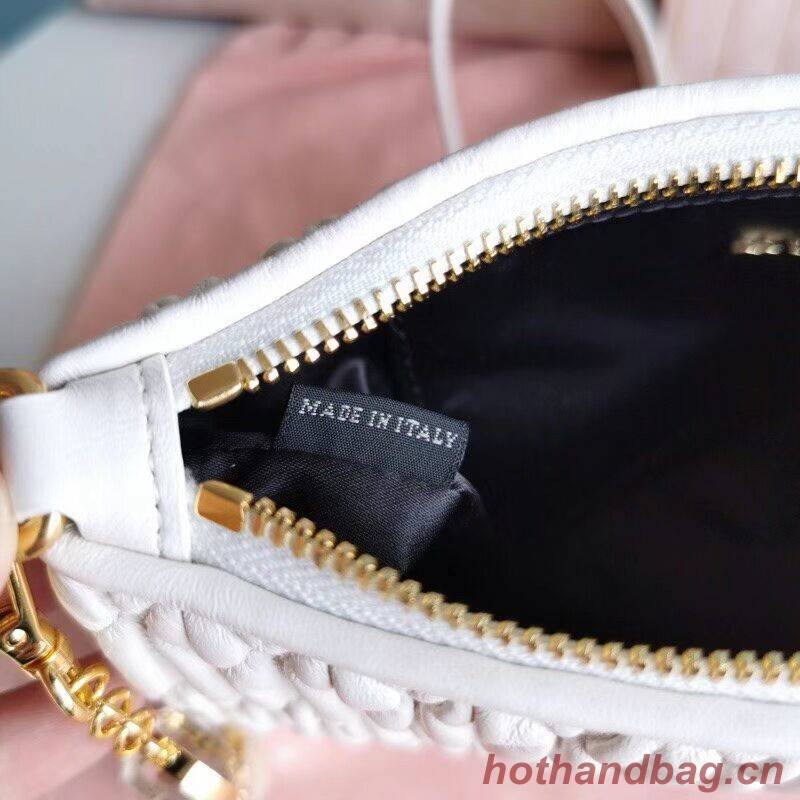 miu miu Matelasse Nappa Leather Shoulder Bag 6BH225 white miu miu Matelasse Nappa Leather Shoulder Bag 6BH225 white