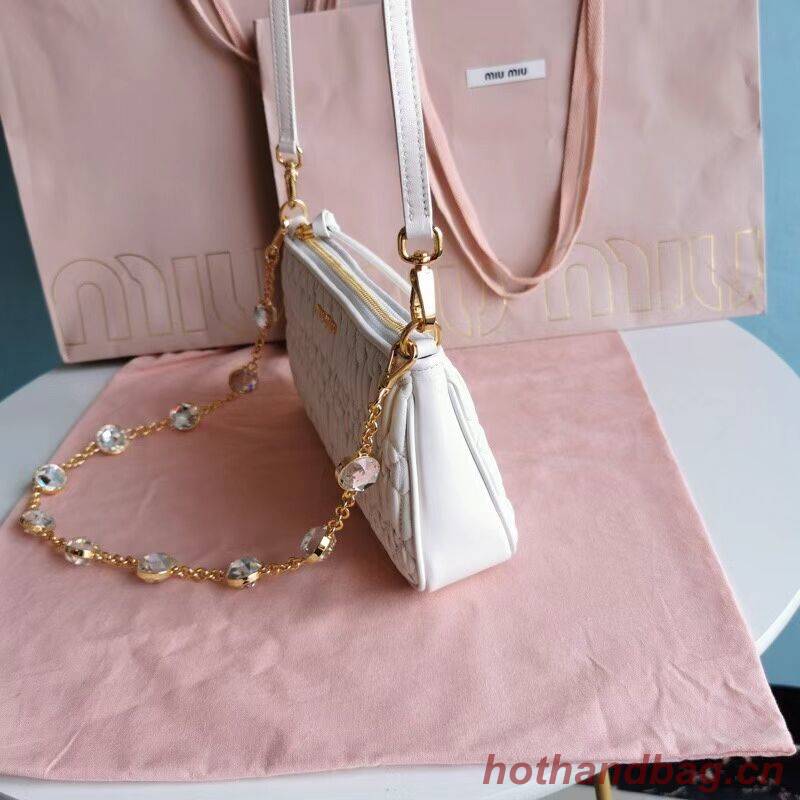 miu miu Matelasse Nappa Leather Shoulder Bag 6BH225 white miu miu Matelasse Nappa Leather Shoulder Bag 6BH225 white