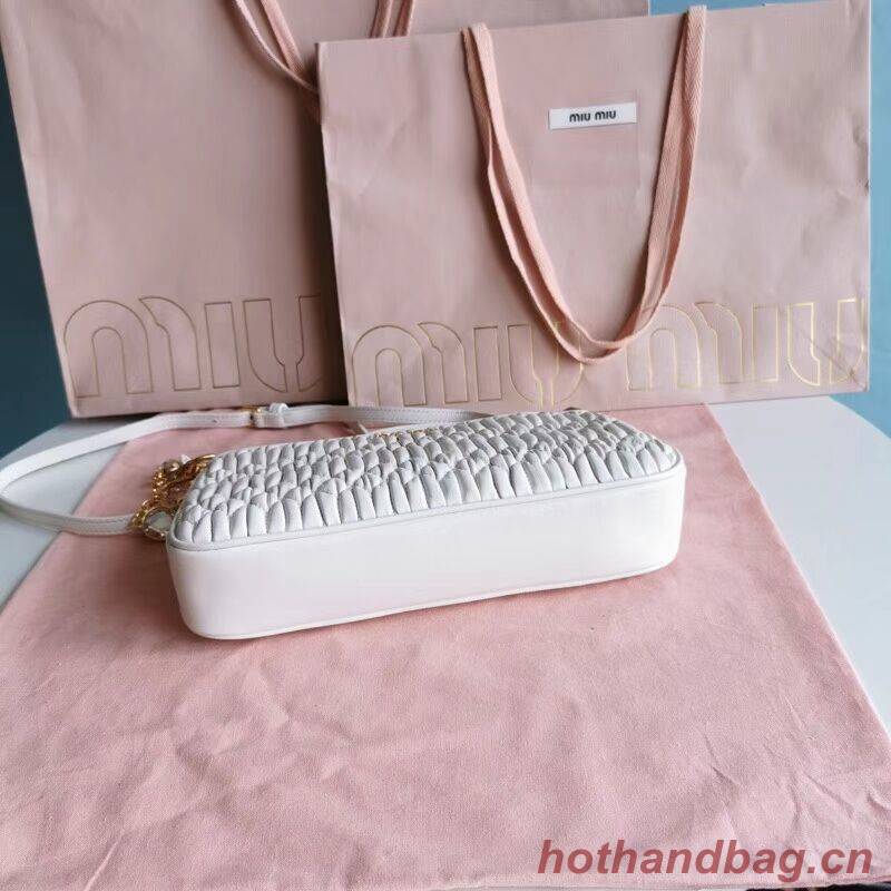 miu miu Matelasse Nappa Leather Shoulder Bag 6BH225 white miu miu Matelasse Nappa Leather Shoulder Bag 6BH225 white