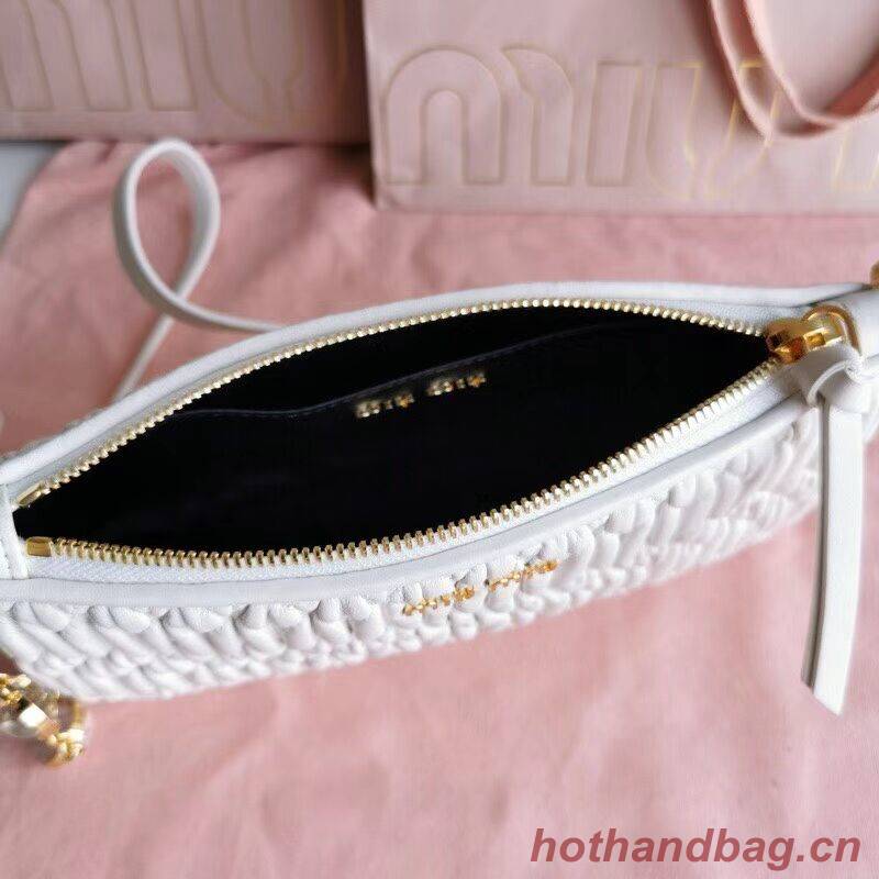 miu miu Matelasse Nappa Leather Shoulder Bag 6BH225 white miu miu Matelasse Nappa Leather Shoulder Bag 6BH225 white