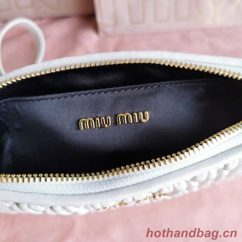 miu miu Matelasse Nappa Leather Shoulder Bag 6BH225 white miu miu Matelasse Nappa Leather Shoulder Bag 6BH225 white
