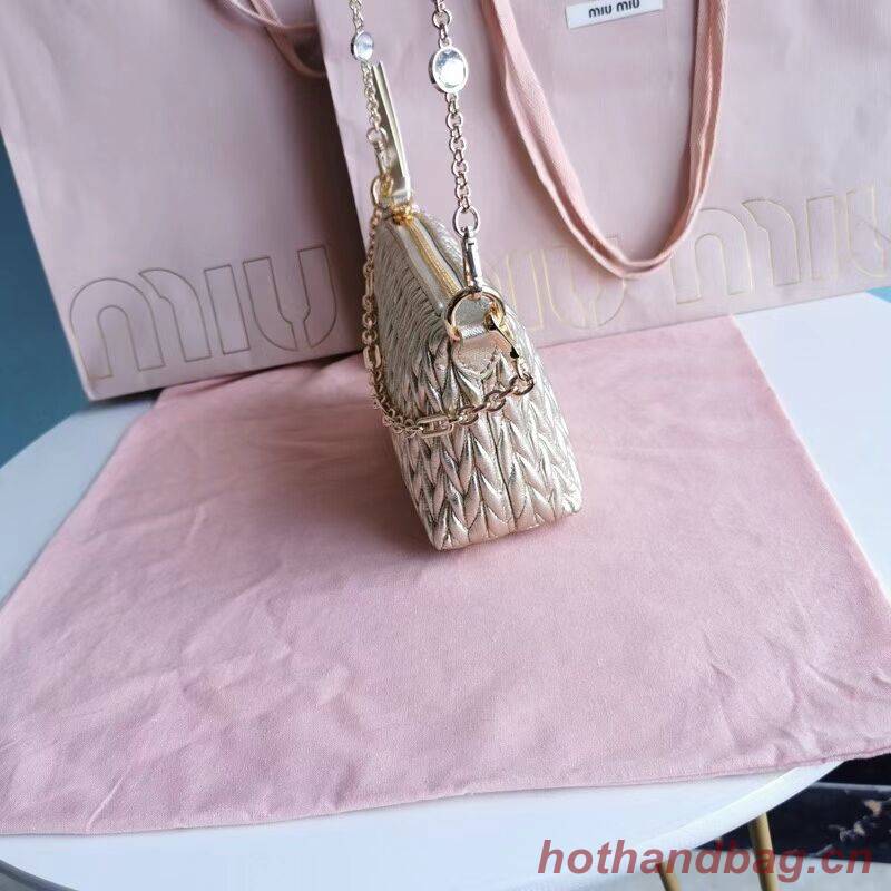 miu miu Matelasse Nappa Leather mini Shoulder Bag 6BE641 gold miu miu Matelasse Nappa Leather mini Shoulder Bag 6BE641 gold