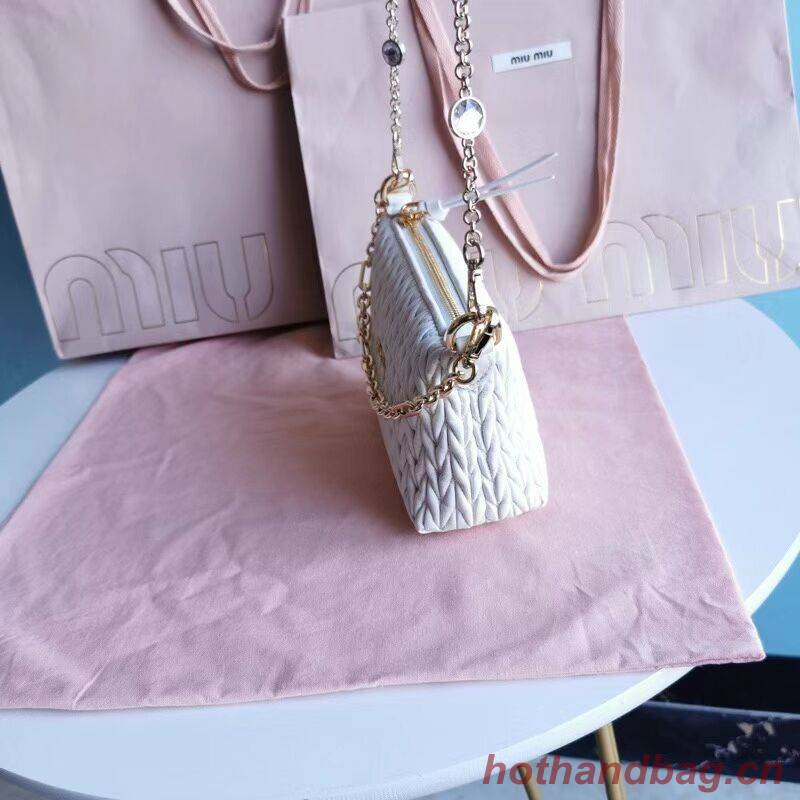 miu miu Matelasse Nappa Leather mini Shoulder Bag 6BE641 white miu miu Matelasse Nappa Leather mini Shoulder Bag 6BE641 white