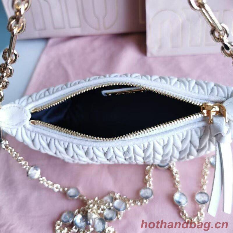 miu miu Matelasse Nappa Leather mini Shoulder Bag 6BE641 white miu miu Matelasse Nappa Leather mini Shoulder Bag 6BE641 white