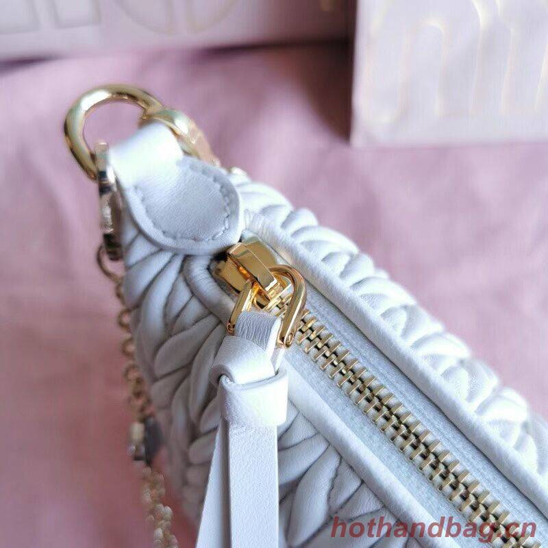 miu miu Matelasse Nappa Leather mini Shoulder Bag 6BE641 white miu miu Matelasse Nappa Leather mini Shoulder Bag 6BE641 white