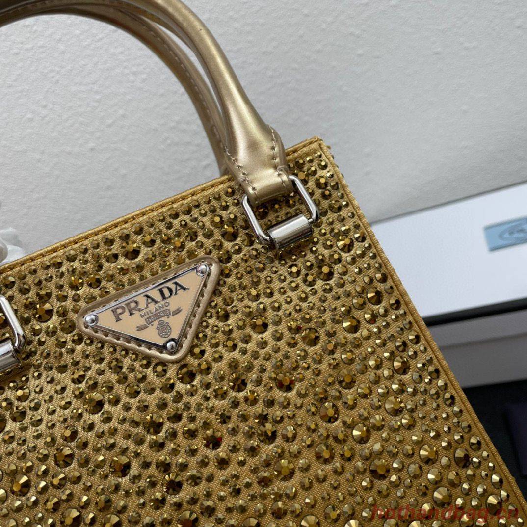 Prada leather small-bag with artificial crystals tote 1BC331 Gold Prada leather small-bag with artificial crystals tote 1BC331 Gold