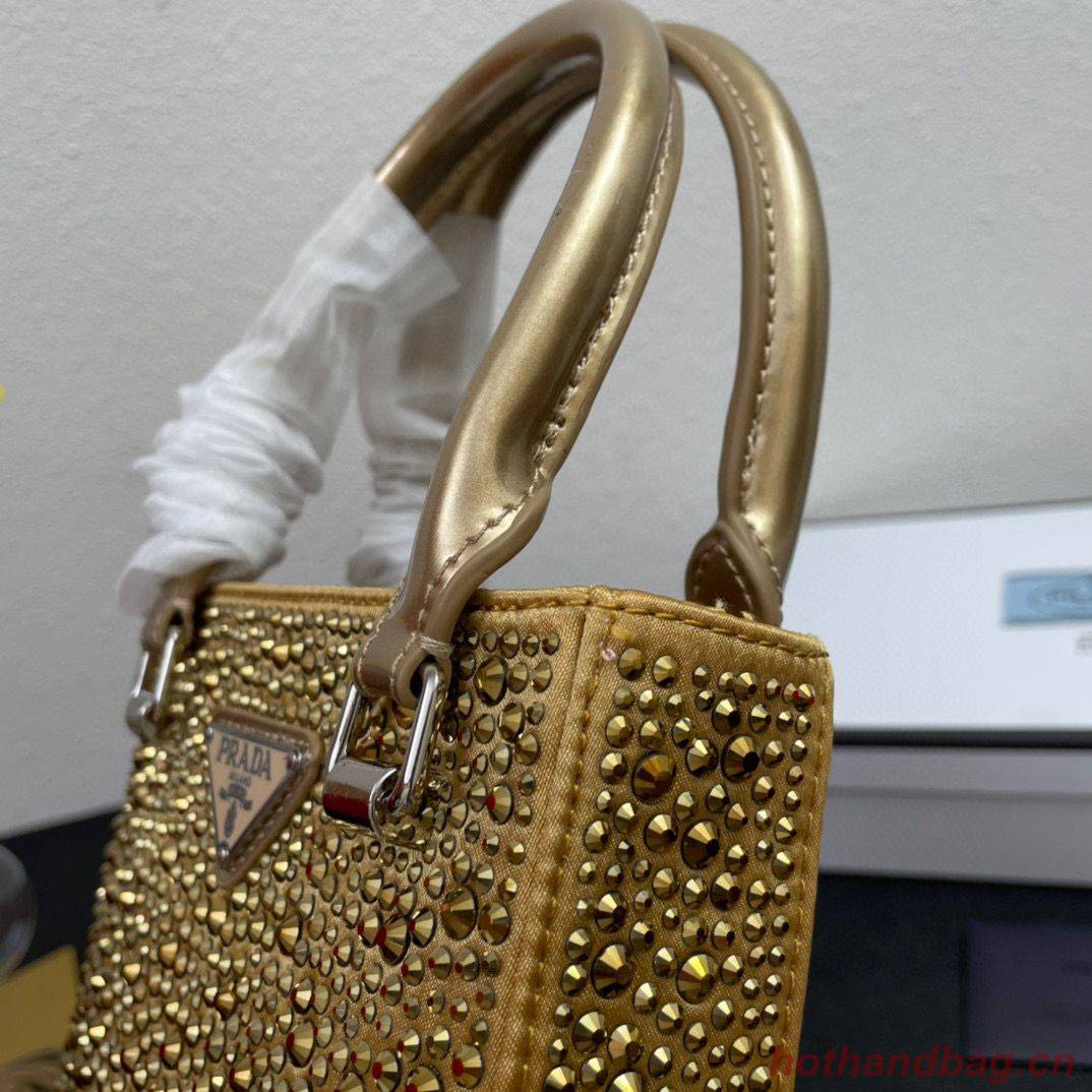 Prada leather small-bag with artificial crystals tote 1BC331 Gold Prada leather small-bag with artificial crystals tote 1BC331 Gold