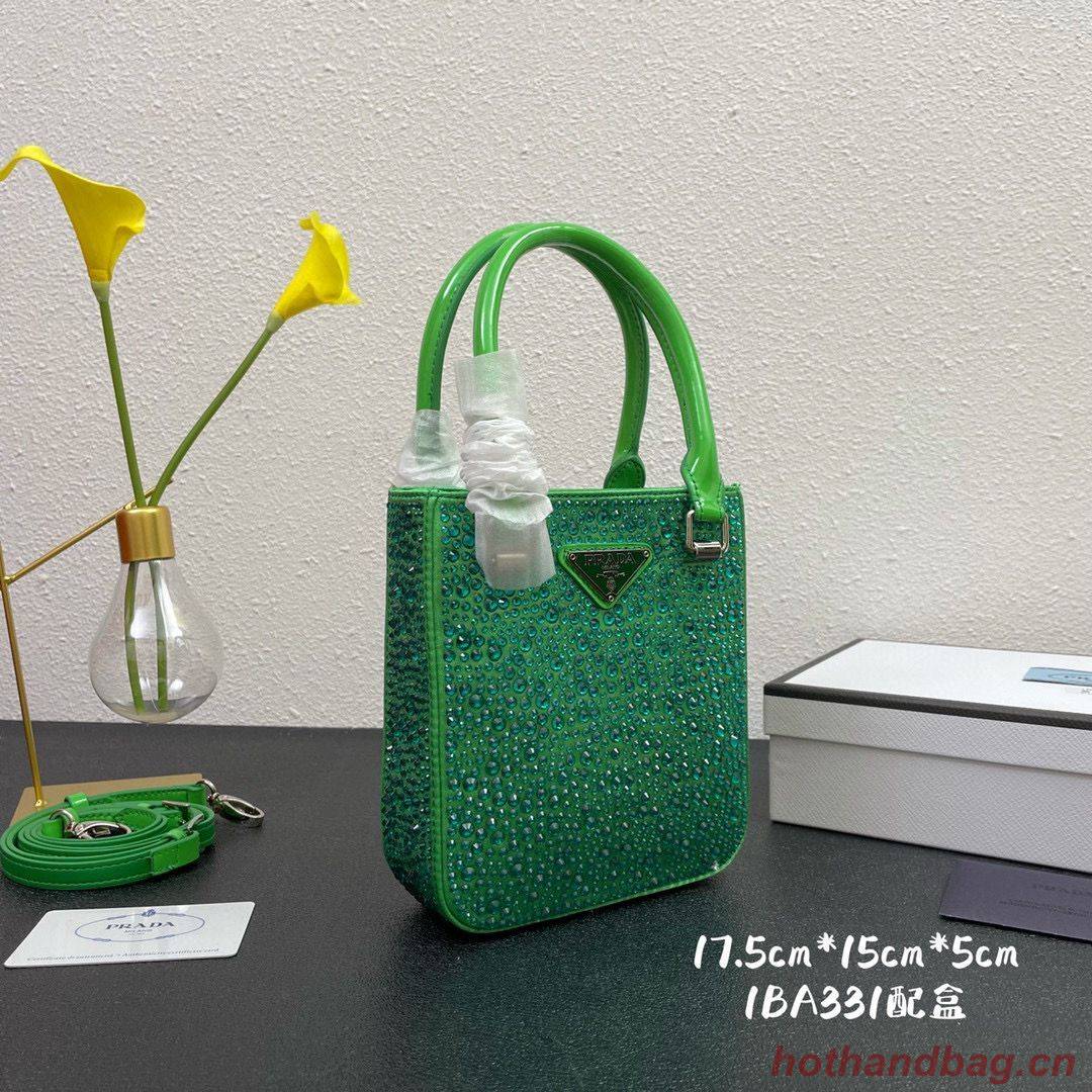 Prada leather small-bag with artificial crystals tote 1BC331 Green Prada leather small-bag with artificial crystals tote 1BC331 Green
