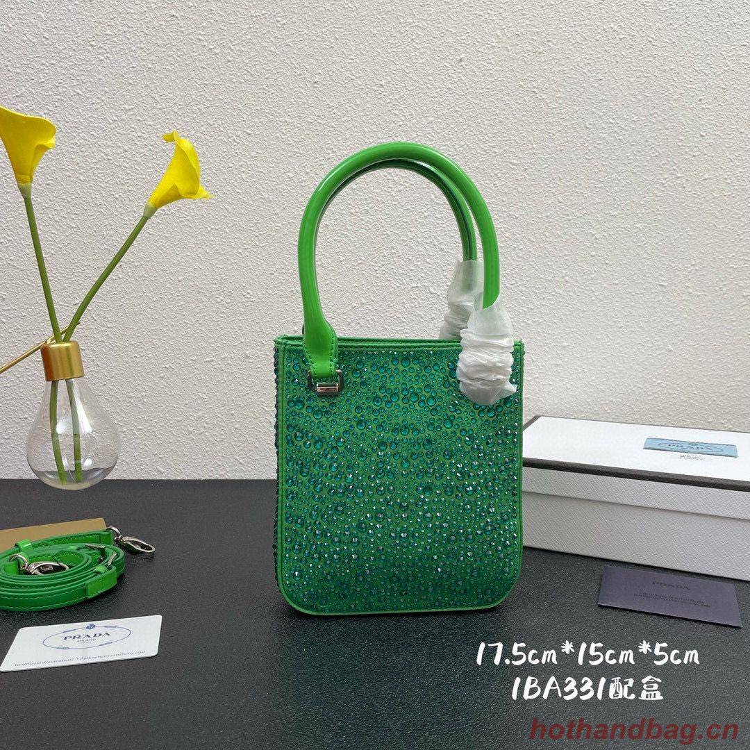 Prada leather small-bag with artificial crystals tote 1BC331 Green Prada leather small-bag with artificial crystals tote 1BC331 Green