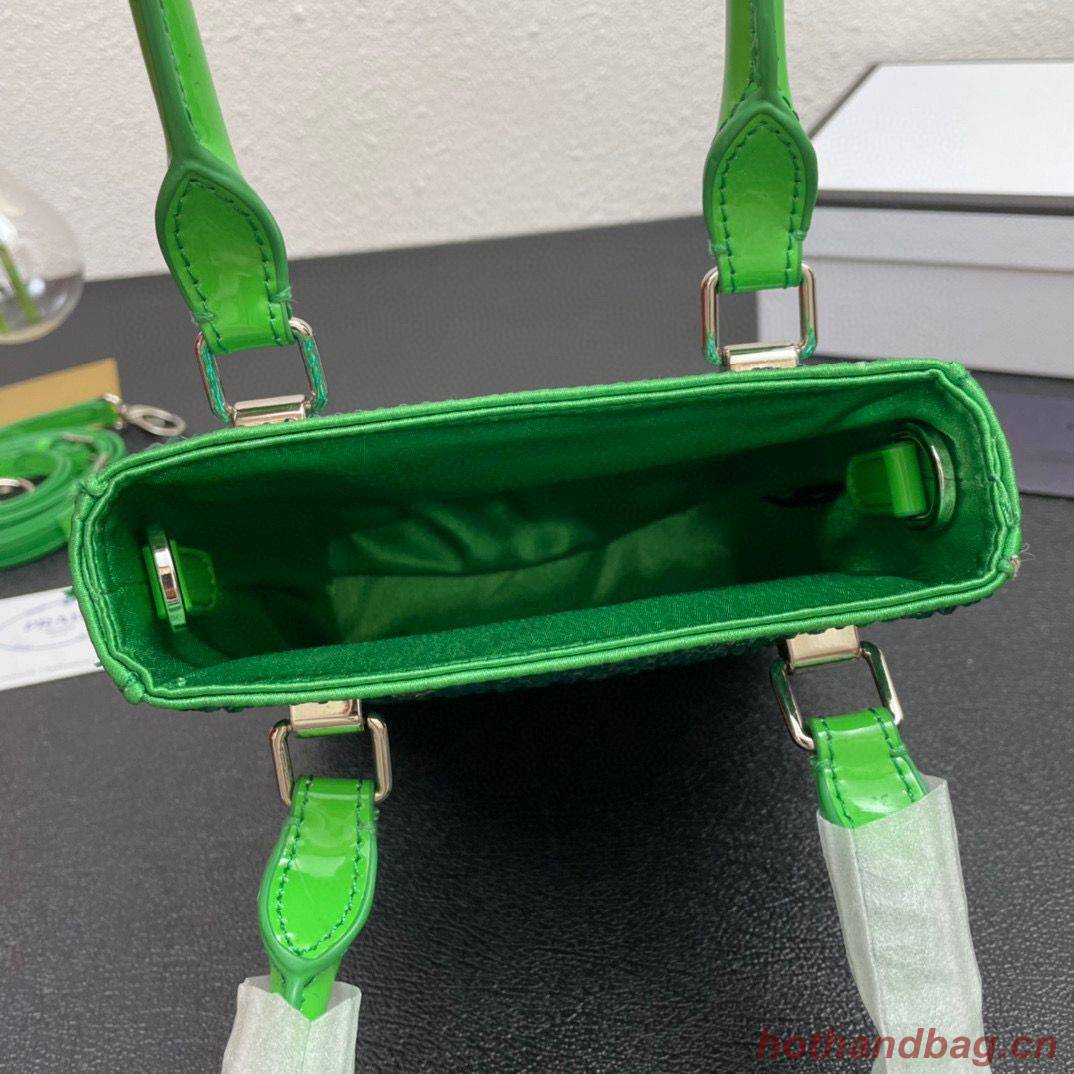 Prada leather small-bag with artificial crystals tote 1BC331 Green Prada leather small-bag with artificial crystals tote 1BC331 Green
