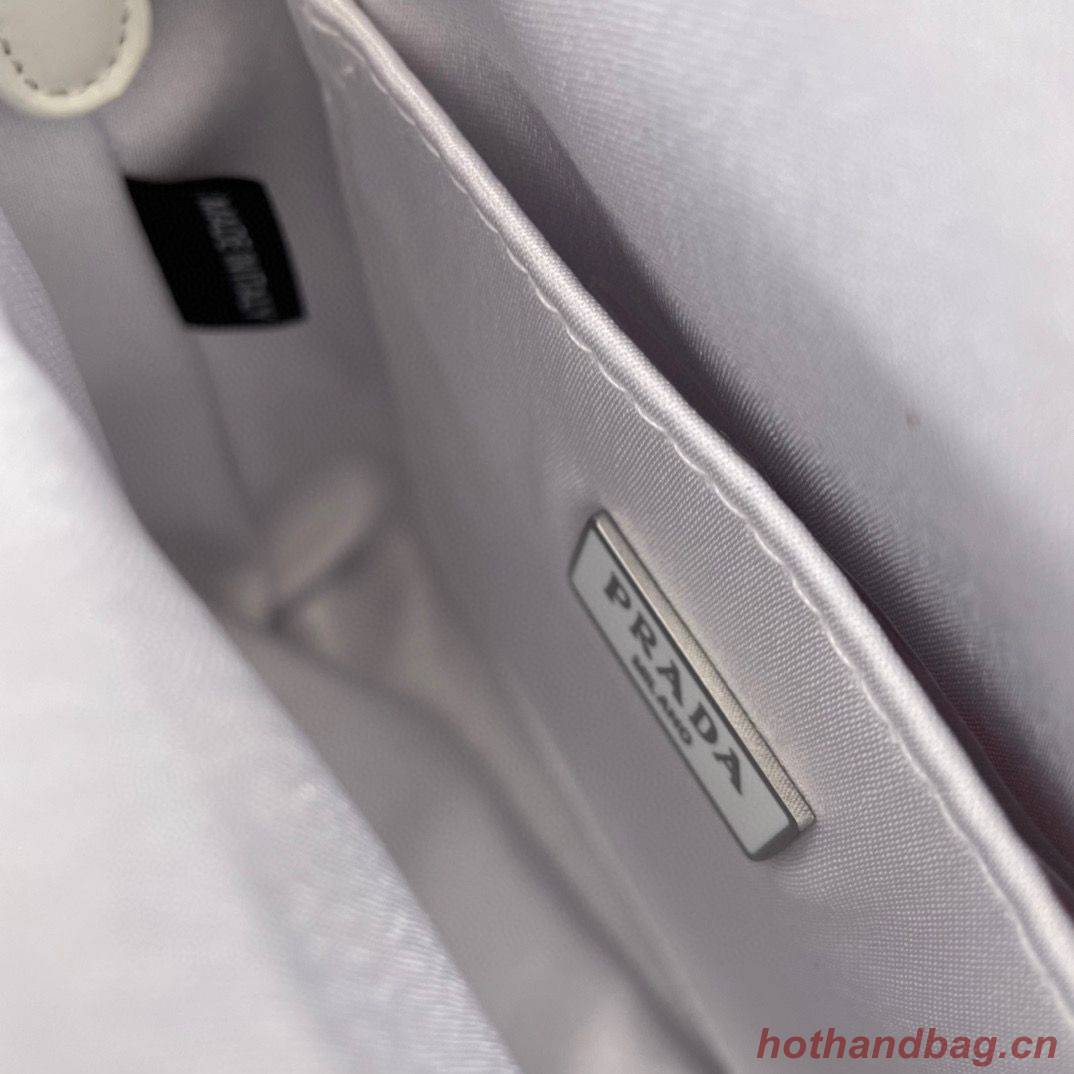 Prada leather small-bag with artificial crystals tote 1BC331 White Prada leather small-bag with artificial crystals tote 1BC331 White