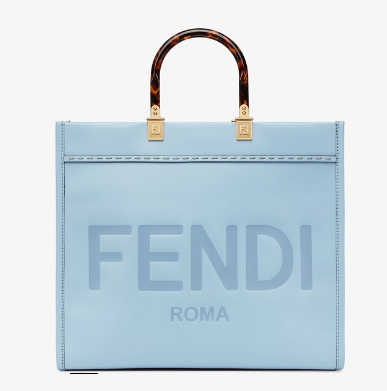 Fendi Sunshine Medium Light blue leather shopper 8BH386A Fendi Sunshine Medium Light blue leather shopper 8BH386A