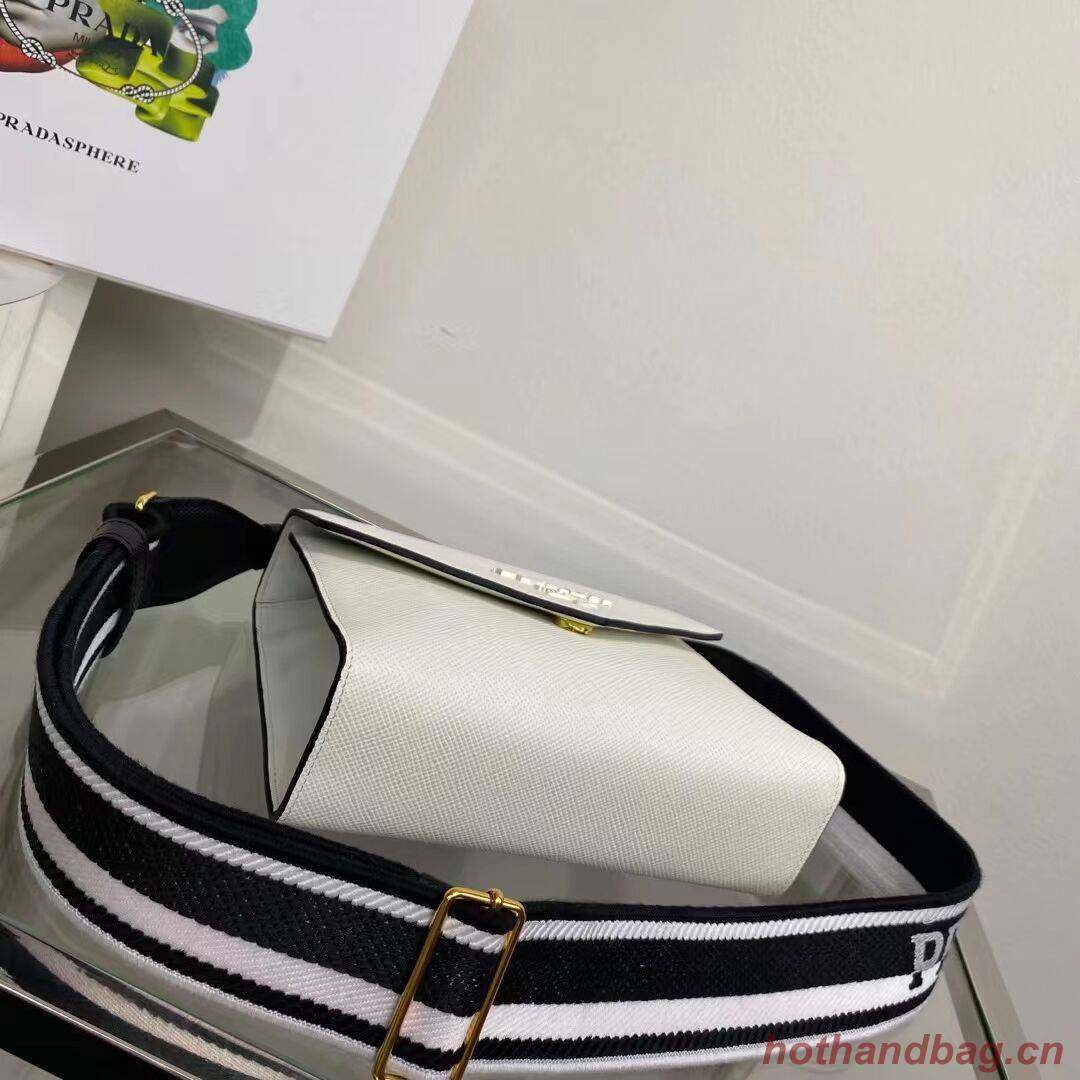 Prada Monochrome Saffiano and leather bag 1BD317 white Prada Monochrome Saffiano and leather bag 1BD317 white